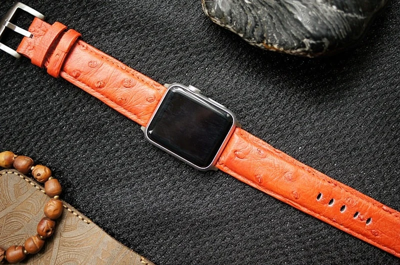 Handgefertigtes Uhrenarmband 3 aus Straußenbauchleder inkl. Bandadapter und Schließe für Apple Watch Serie 1 2 3 4 – Bild 2